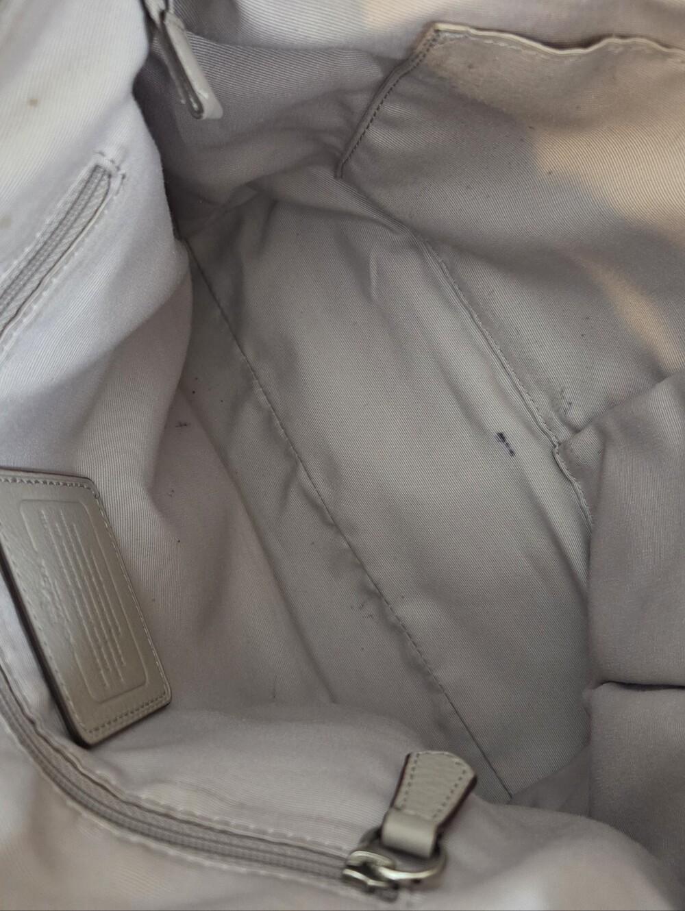 COACH Pebbled Leather Satchel in Taupe - Picture 9 of 10